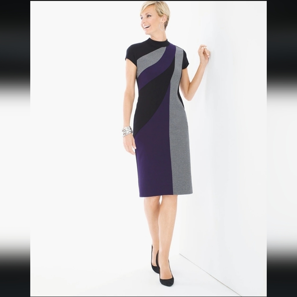 Chico's Travelers Collection Swirl Pattern Dress Size 2